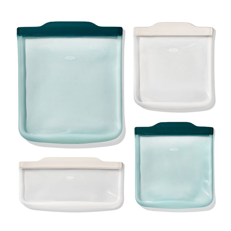 Silicone Reusable Bag - 4 Piece Starter Set - Oat/Lagoon V4