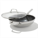 Trident Hybrid Non-Stick Stainless Steel 5 Qt Wok with Lid D1