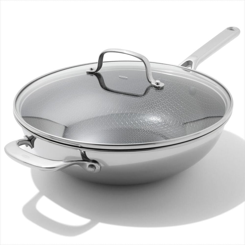 Trident Hybrid Non-Stick Stainless Steel 5 Qt Wok with Lid D1