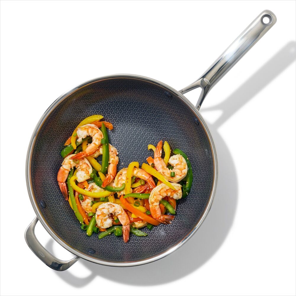 Trident Hybrid Non-Stick Stainless Steel 5 Qt Wok with Lid D1
