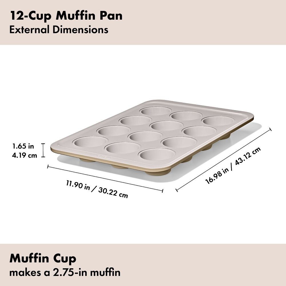 Non-Stick Pro Ceramic Coated Metal Bakeware 12 Cup Muffin Pan J7