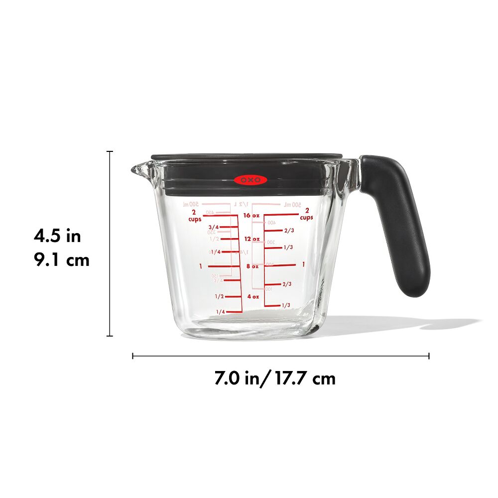 2 Cup Glass Measuring Cup with Lid W0