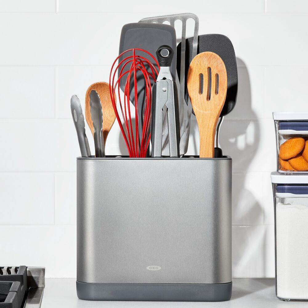 Adjustable Stainless Steel Utensil Holder - Large D4