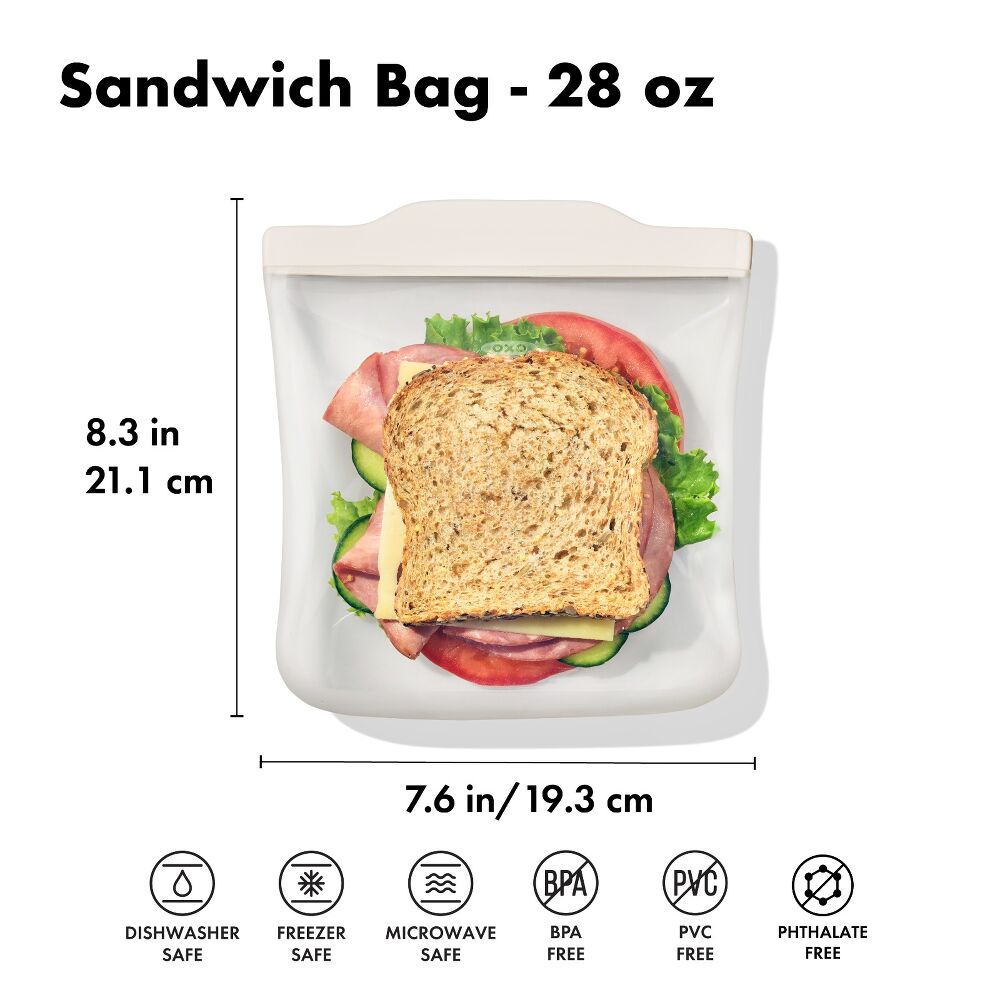 Silicone Reusable Bag - Sandwich Bag (28 oz) - Oat R1