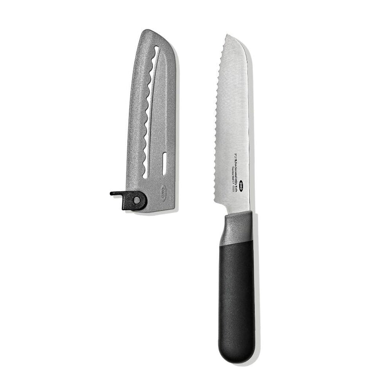 5 in Serrated Utility Knife with Locking Sheath B4