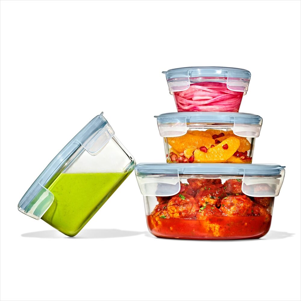 Smart Seal 2-Cup Glass Round Container - Arctic Blue L9