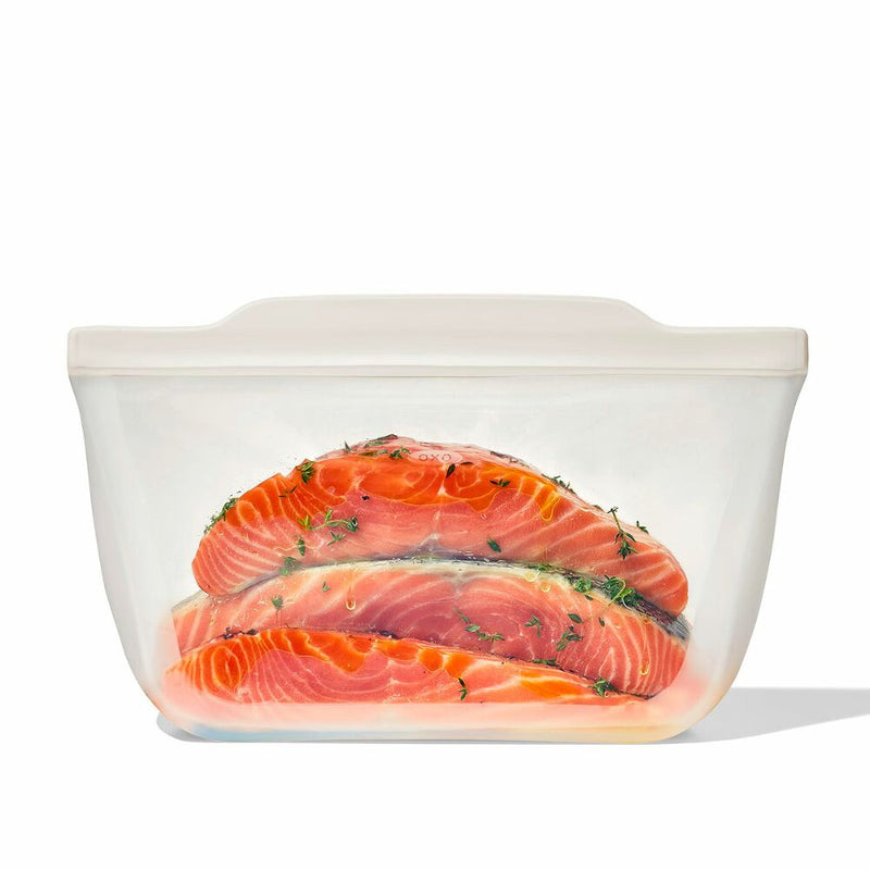 Silicone Reusable Bag - Stand-Up Half Gallon (64 oz) - Oat I3