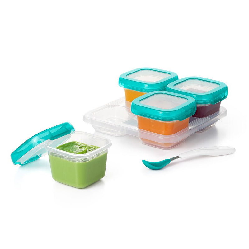 6 oz Baby Blocks™ Plastic Freezer Storage Containers - Tot Teal N2