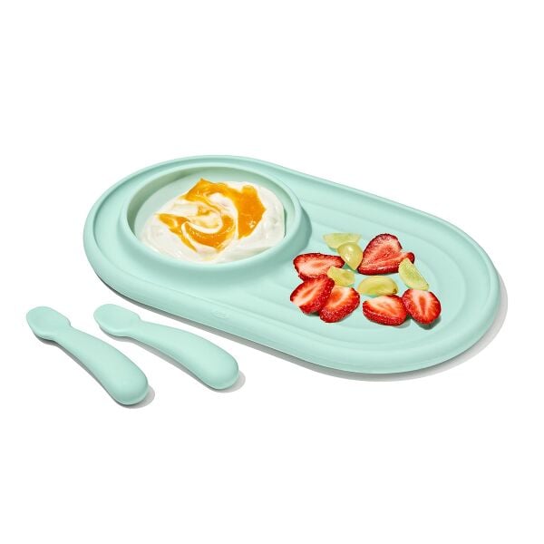 Textured Suction Plate & Spoons Set – 3-Piece A1