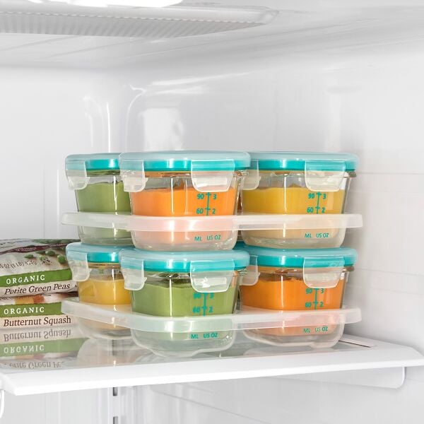 Baby Blocks Glass Food Storage Containers 4 Oz - Tot Teal H6